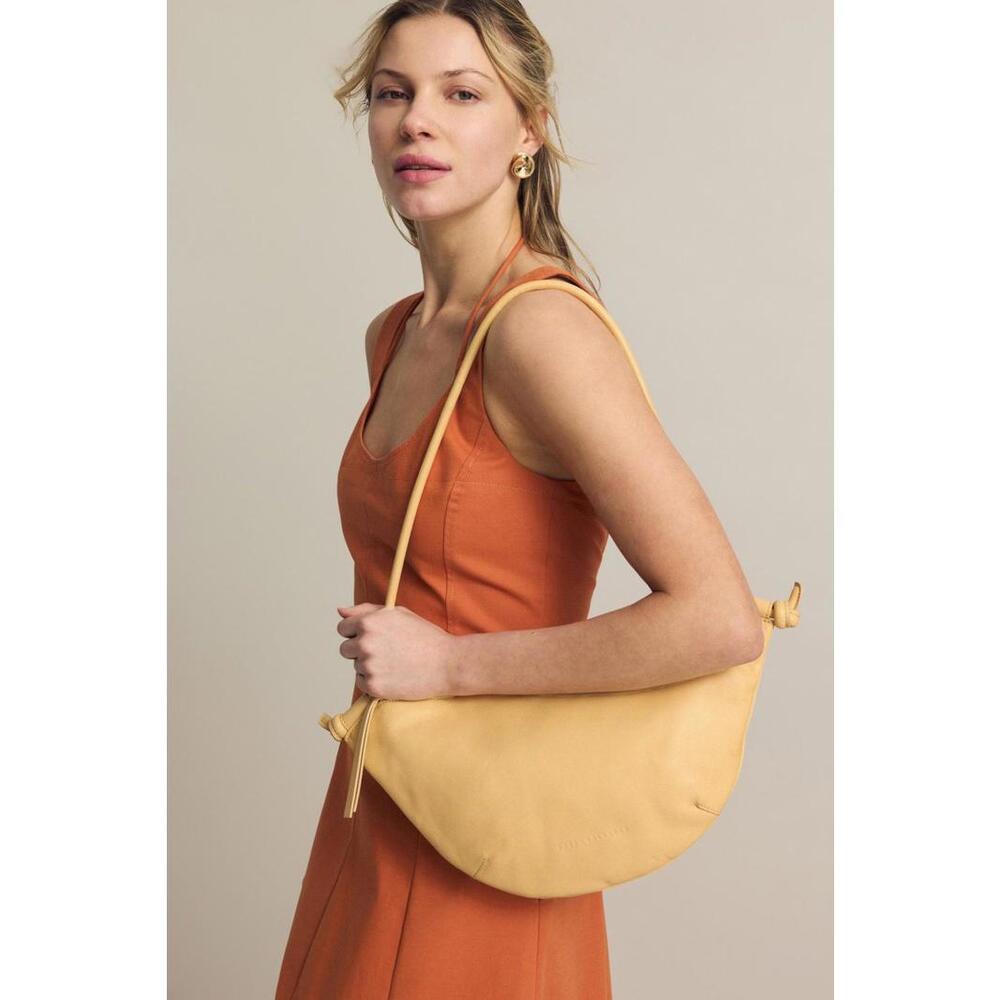 Freda Salvador Brown Elodie Crescent Bag with Stains